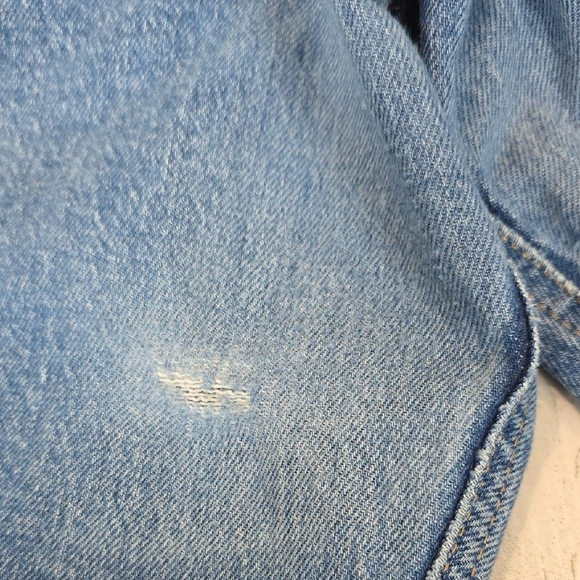 MNG New Mom Classic Blue Straight Leg Women's Jeans 5 Pocket Zipup Size 12 FLAW - Picture 9 of 11